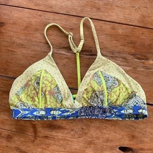 Maaji neon Y cut caged back bikini swim top